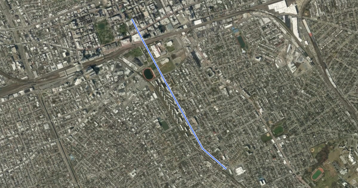 Маршрут 160th Street на спутниковом снимке