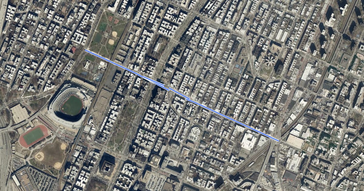 Маршрут 165th Street на спутниковом снимке