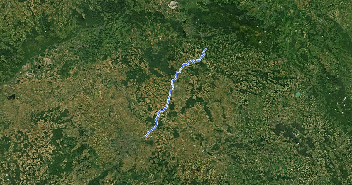 Маршрут 17 Greenway Jizera (Líšný - Praha, Horní Počernice) на спутниковом снимке