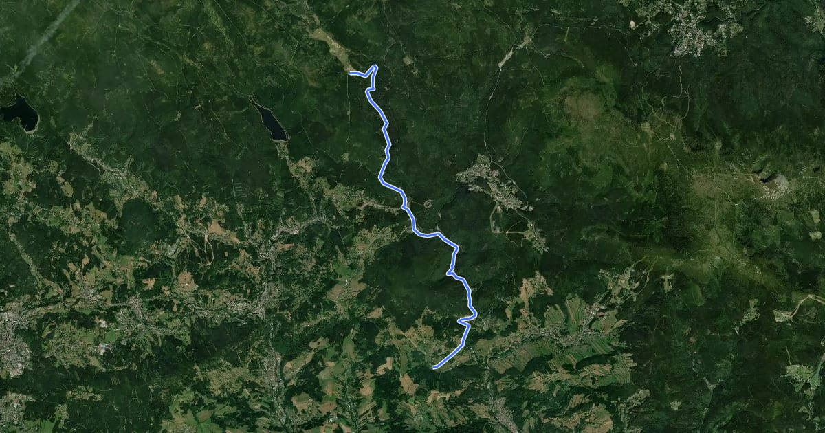 Маршрут 17 Greenway Jizera (Paseky nad Jizerou - Jizerka) на спутниковом снимке