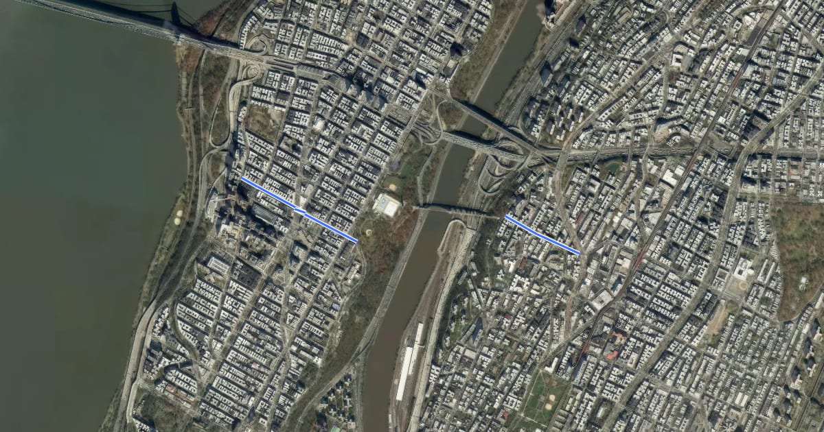 Маршрут 170th Street на спутниковом снимке