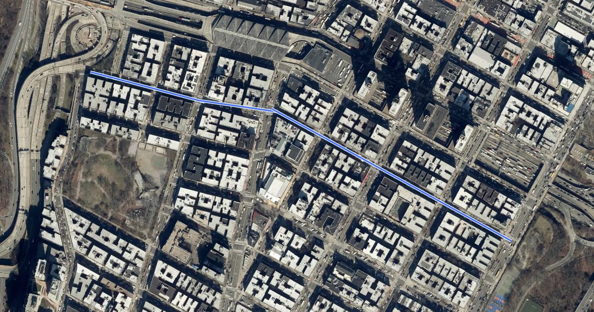 Маршрут 177th Street на спутниковом снимке