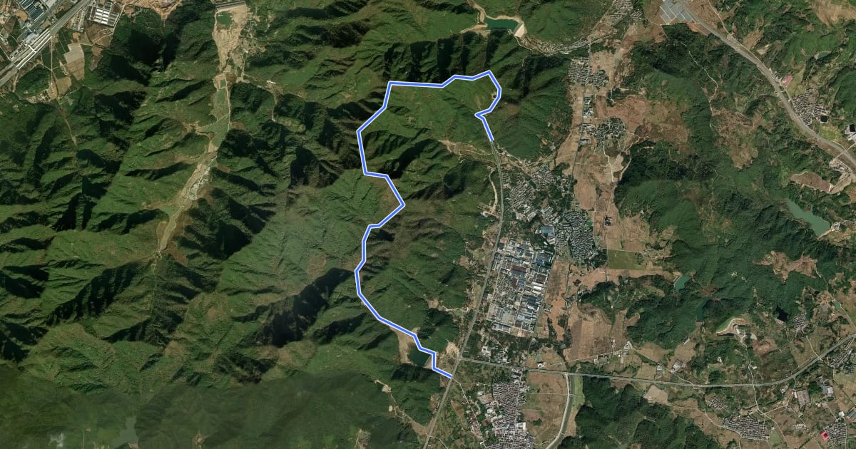 Маршрут 西坑山-石狼山-九峰山水库穿越 на спутниковом снимке