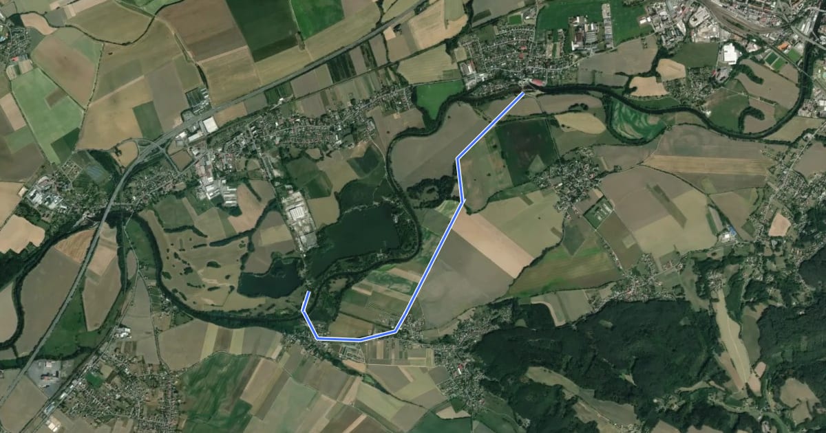 Маршрут 17A Greenway Jizera на спутниковом снимке