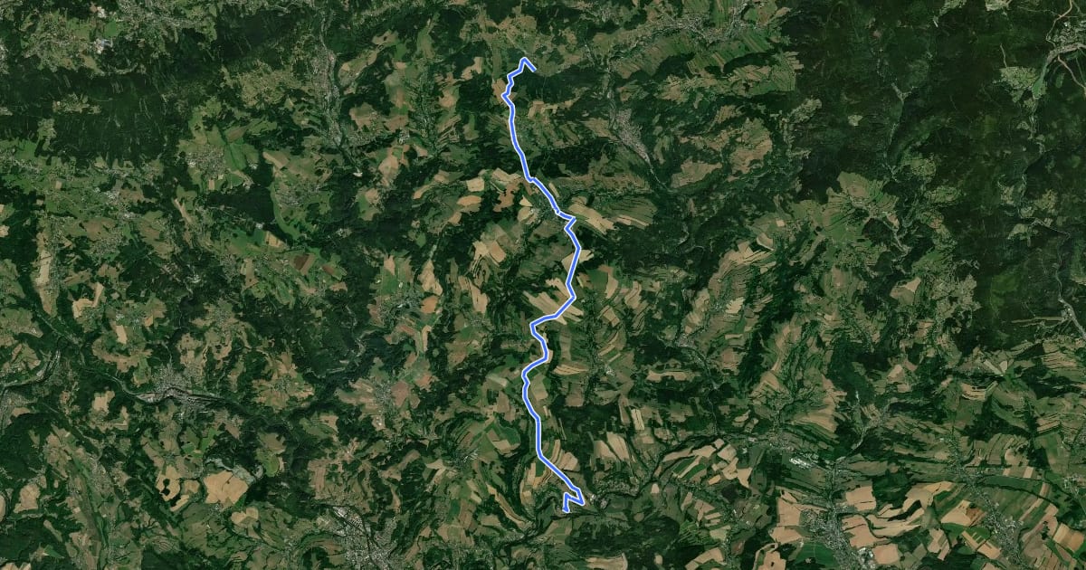 Маршрут 17A Greenway Jizera (Háje nad Jizerou - Paseky nad Jizerou) на спутниковом снимке