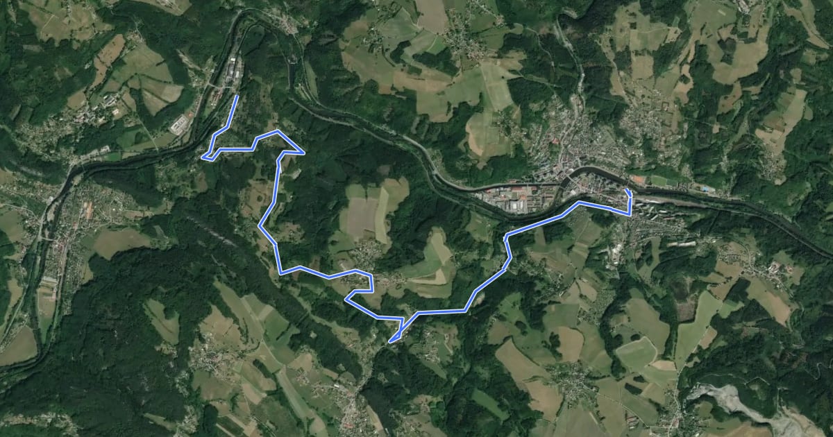 Маршрут 17A Greenway Jizera (Líšný - Železný Brod) на спутниковом снимке