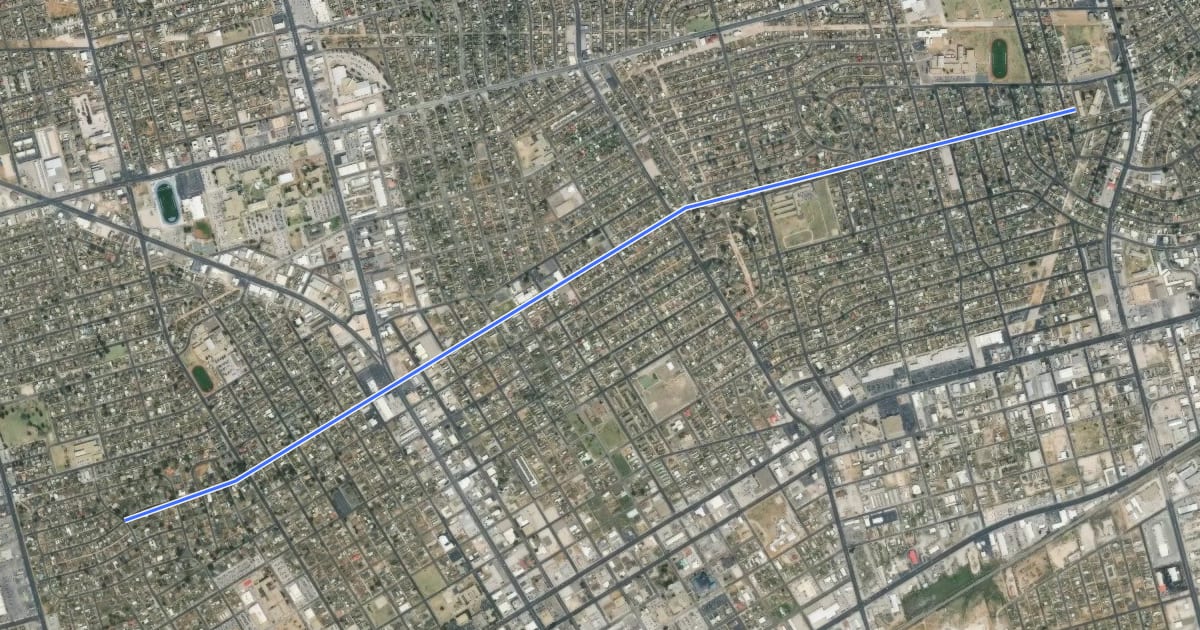 Маршрут 17th Street Bike Route на спутниковом снимке