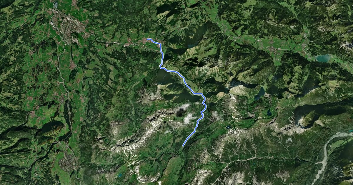 Маршрут 18 - Tour ins Hintersteiner Tal на спутниковом снимке