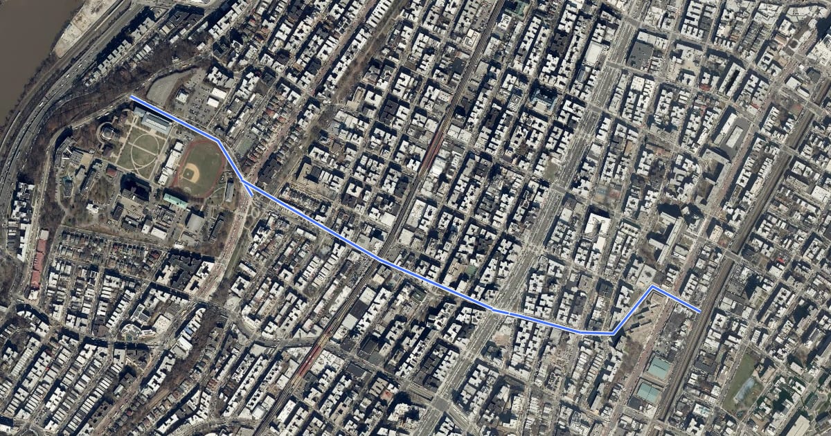 Маршрут 181st/182nd St на спутниковом снимке