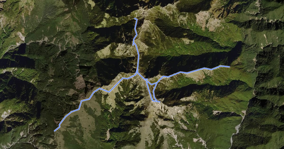 Маршрут 玉山後四峰 на спутниковом снимке
