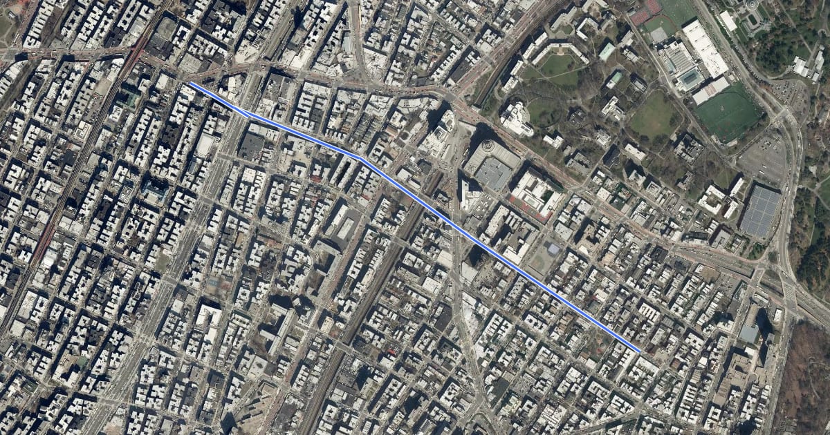 Маршрут 188th Street на спутниковом снимке