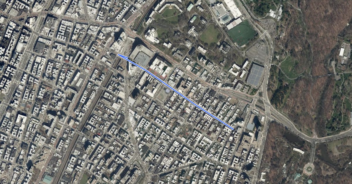 Маршрут 189th Street на спутниковом снимке