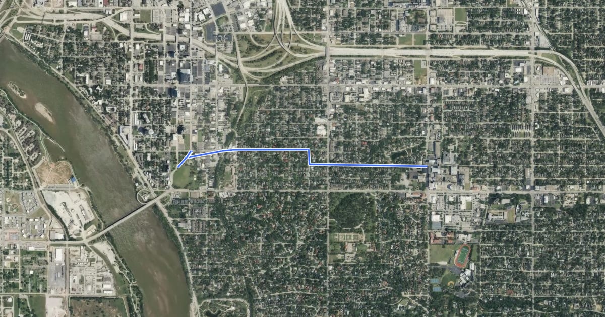 Маршрут 18th and Yorktown Linkage на спутниковом снимке