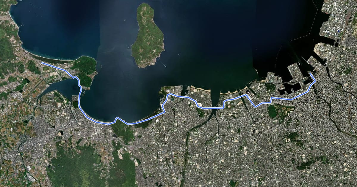 Маршрут 福岡・糸島ルート на спутниковом снимке