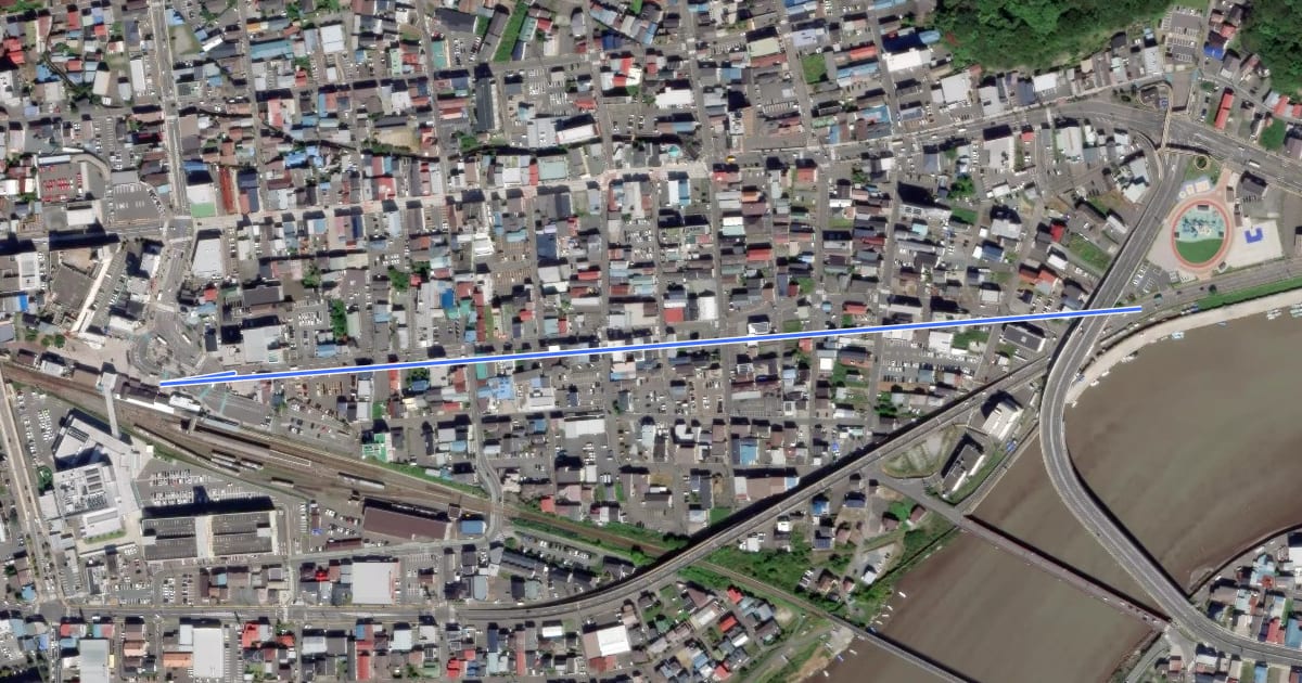 Маршрут 宮古駅へ на спутниковом снимке