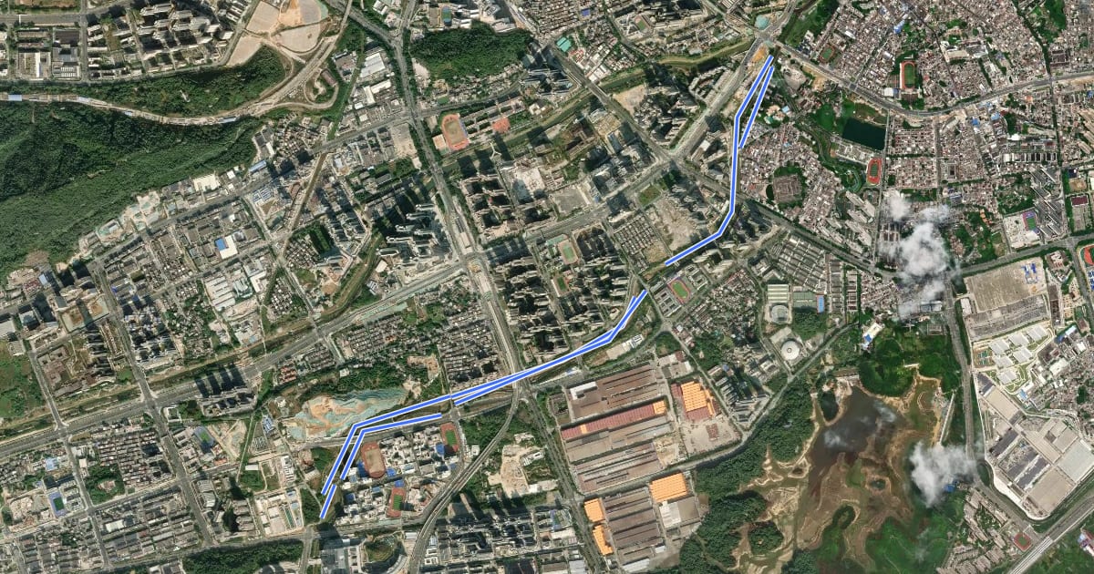 Маршрут 汤坑水碧道 на спутниковом снимке