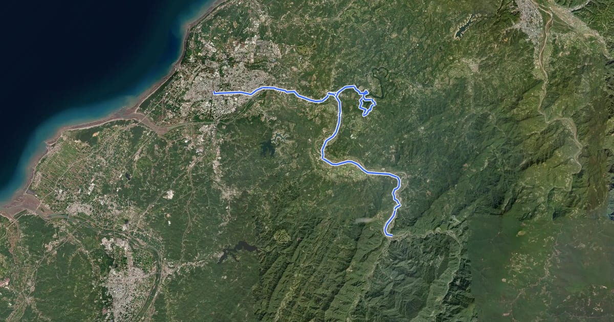 Маршрут 參山多元路線_獅頭山、峨眉湖 на спутниковом снимке