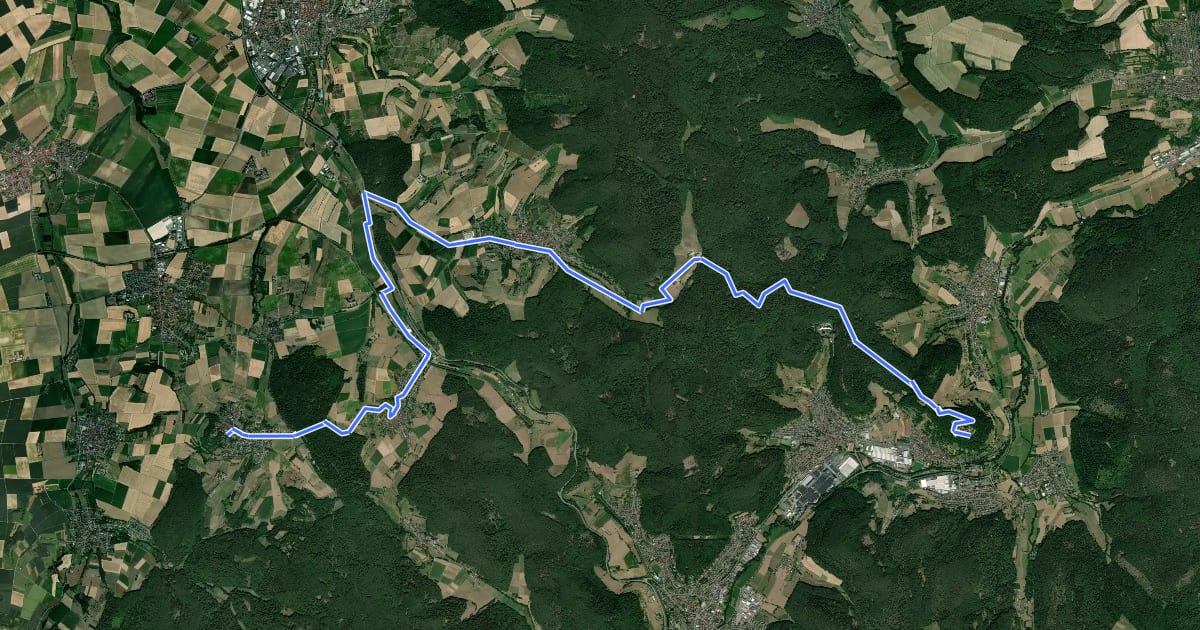 Маршрут 2-Burgen-Radweg на спутниковом снимке
