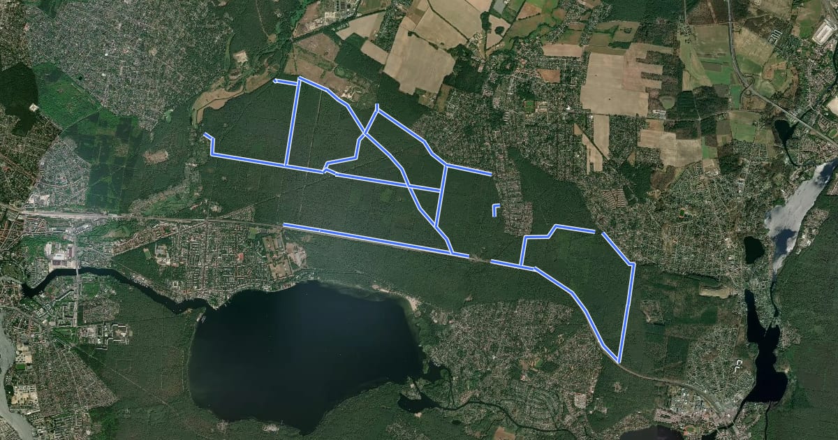 Маршрут 2. Reitwege im Bereich Berlin Krummendammer Heide bis Erkner на спутниковом снимке