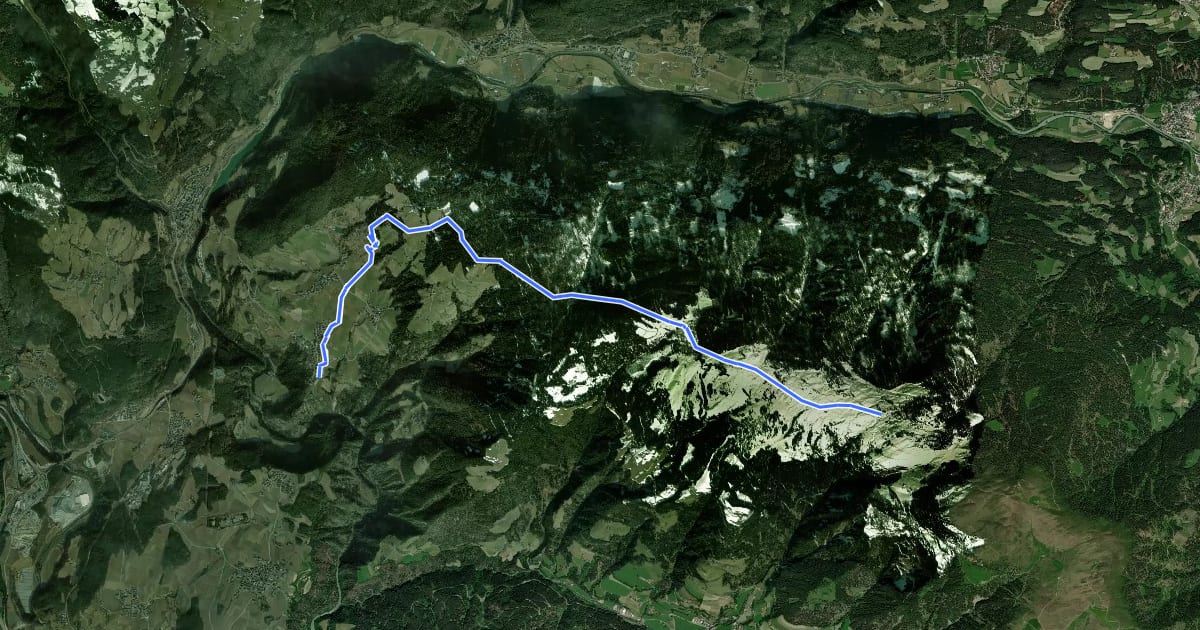 Маршрут 2 - Rodeneck => Starkenfeldhütte на спутниковом снимке