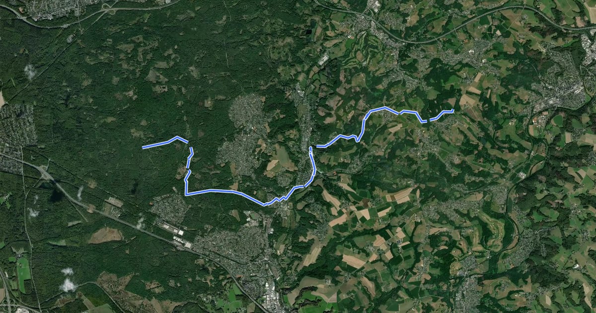 Маршрут [<2] Wanderweg 2 des KEV [Rösrath] на спутниковом снимке