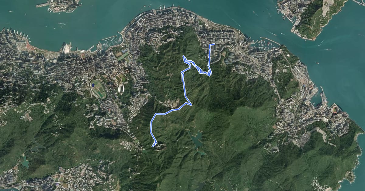 Маршрут 衛奕信徑第2段 Wilson Trail Section 2 на спутниковом снимке