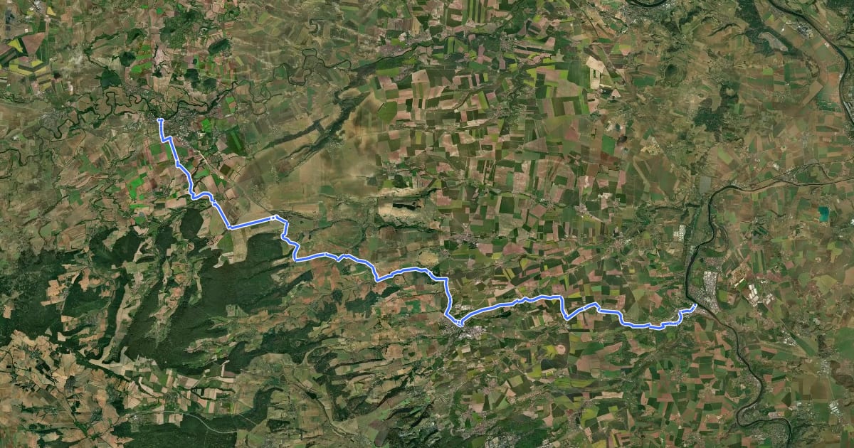 Маршрут 202 Louny - Kralupy nad Vltavou на спутниковом снимке