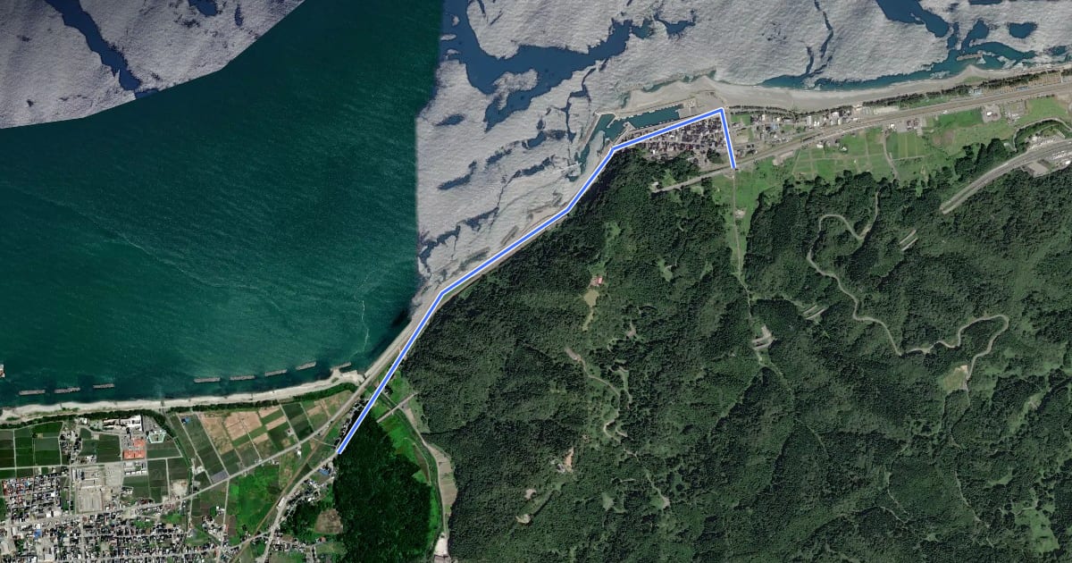 Маршрут 城山トンネル迂回路 на спутниковом снимке