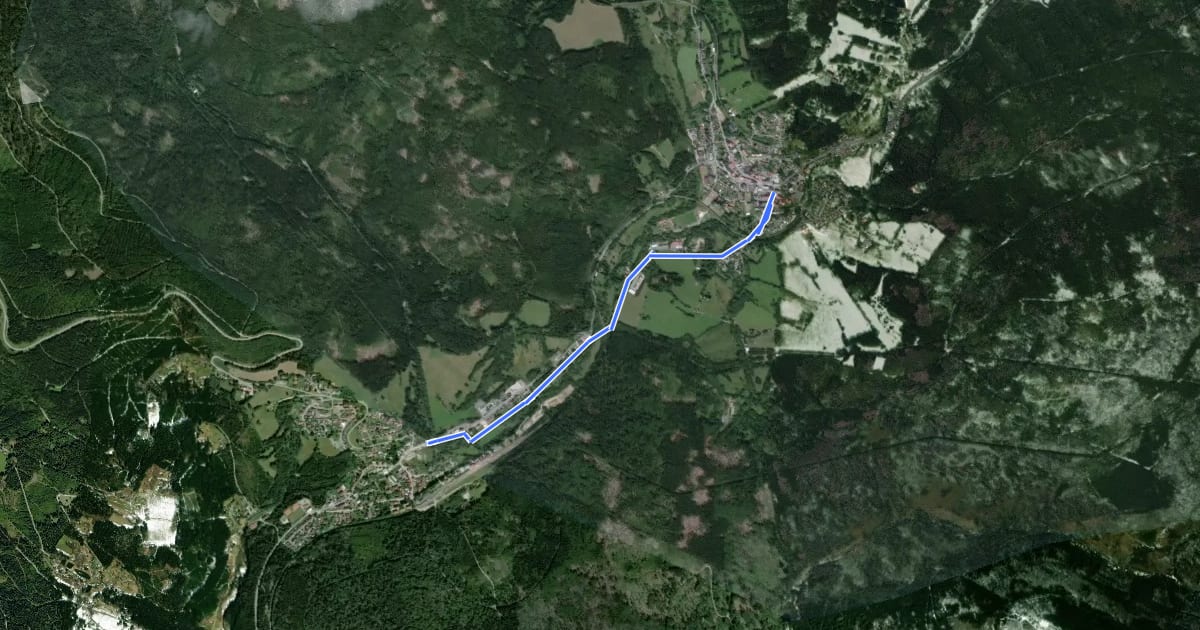 Маршрут 2072 Železná ruda - Alžbětín на спутниковом снимке