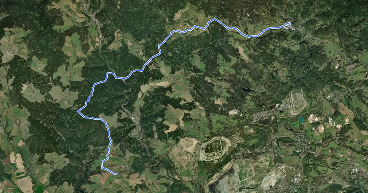 Маршрут 2073 Nejdek-Krajková на спутниковом снимке