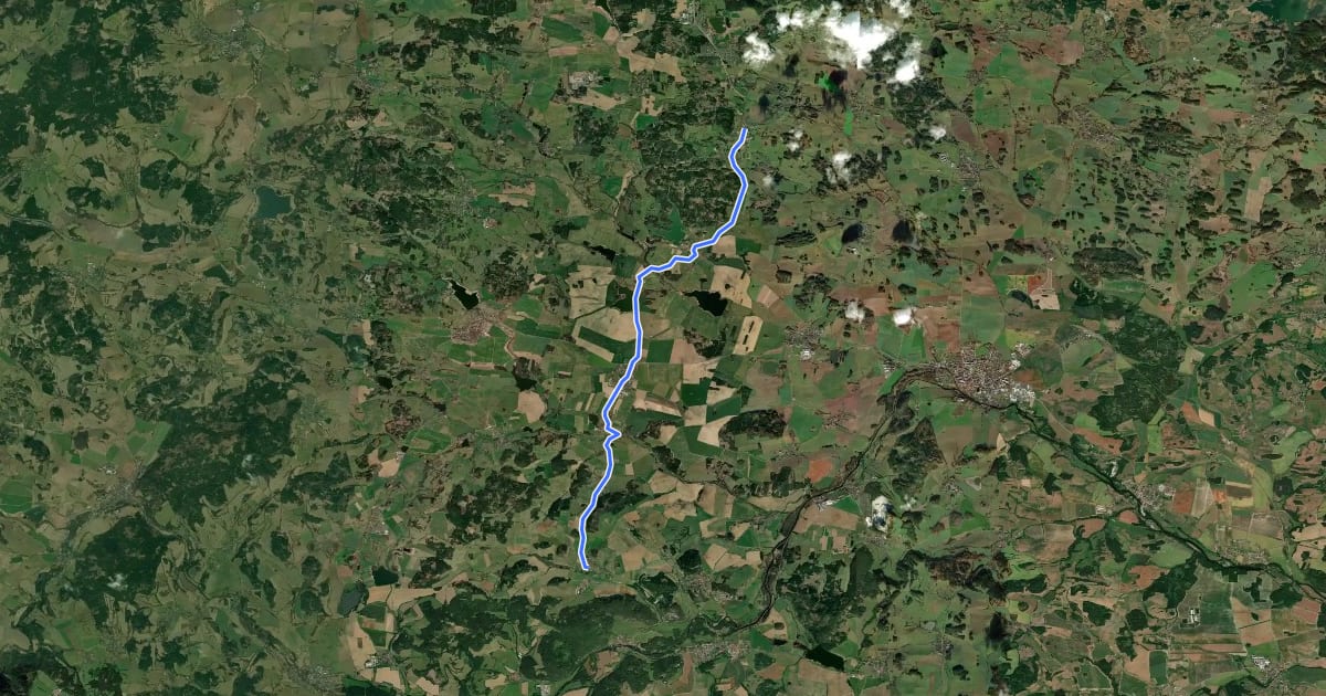 Маршрут 2075 Budětice-Pačejov на спутниковом снимке