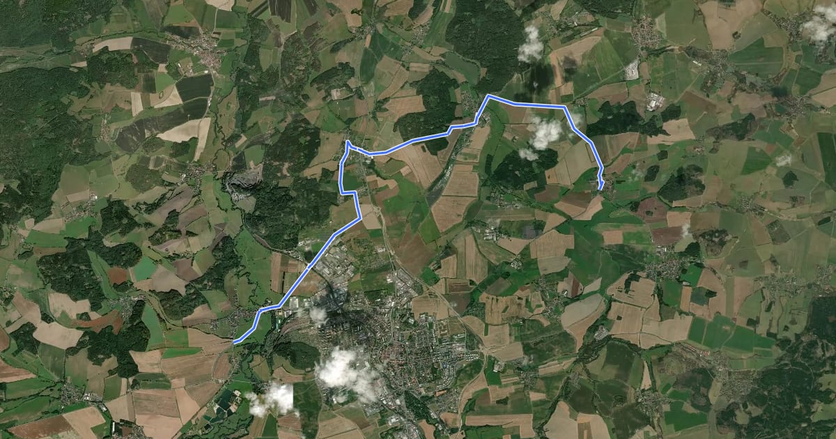 Маршрут 2076 Ostřetice-Klatovy на спутниковом снимке