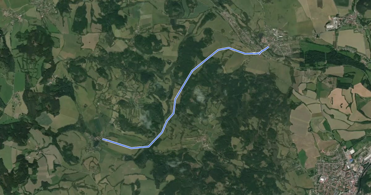 Маршрут 2078 Svojšice-Hrádek на спутниковом снимке