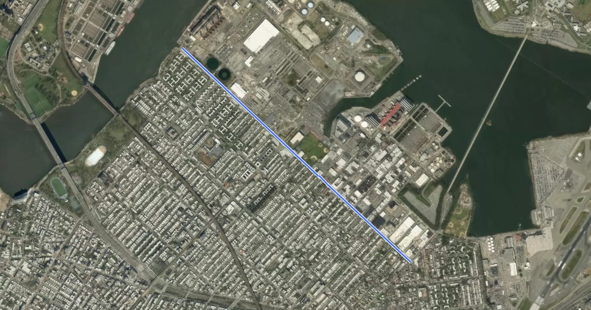 Маршрут 20th Avenue на спутниковом снимке