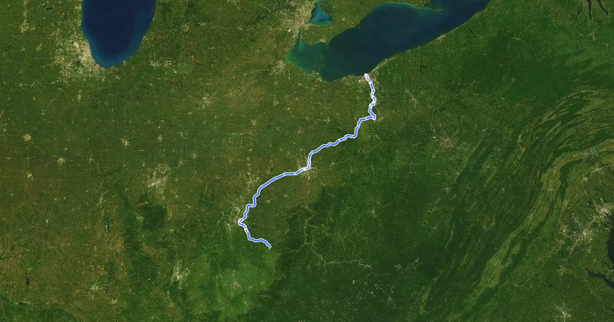 Маршрут 21 (Ohio) на спутниковом снимке