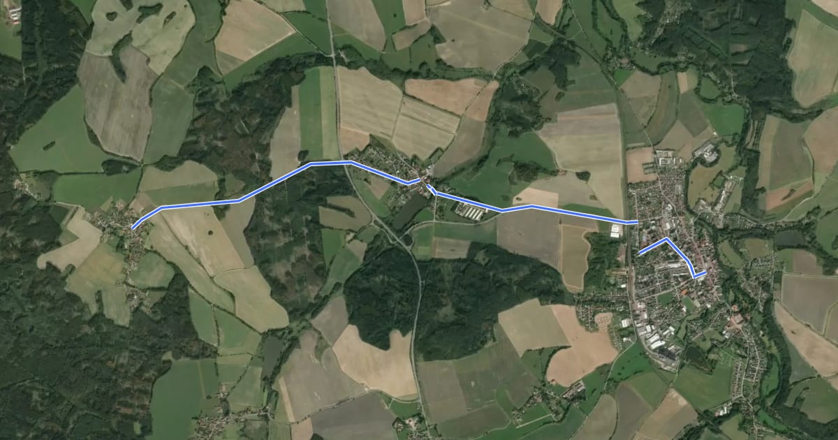 Маршрут 2144 Únětice - Blovice на спутниковом снимке