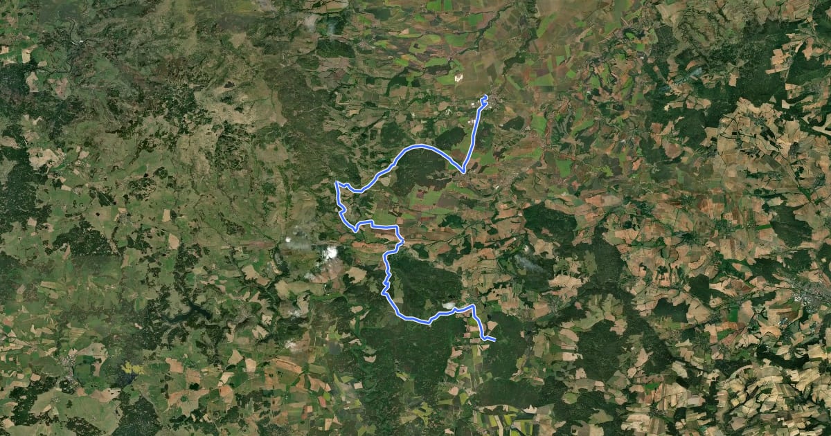 Маршрут 2152 Podbořany - Ostrovec на спутниковом снимке