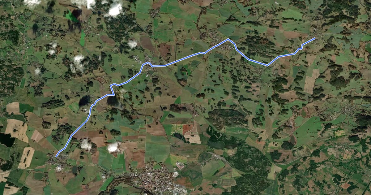 Маршрут 2163 Malý Bor-Čečelovice на спутниковом снимке