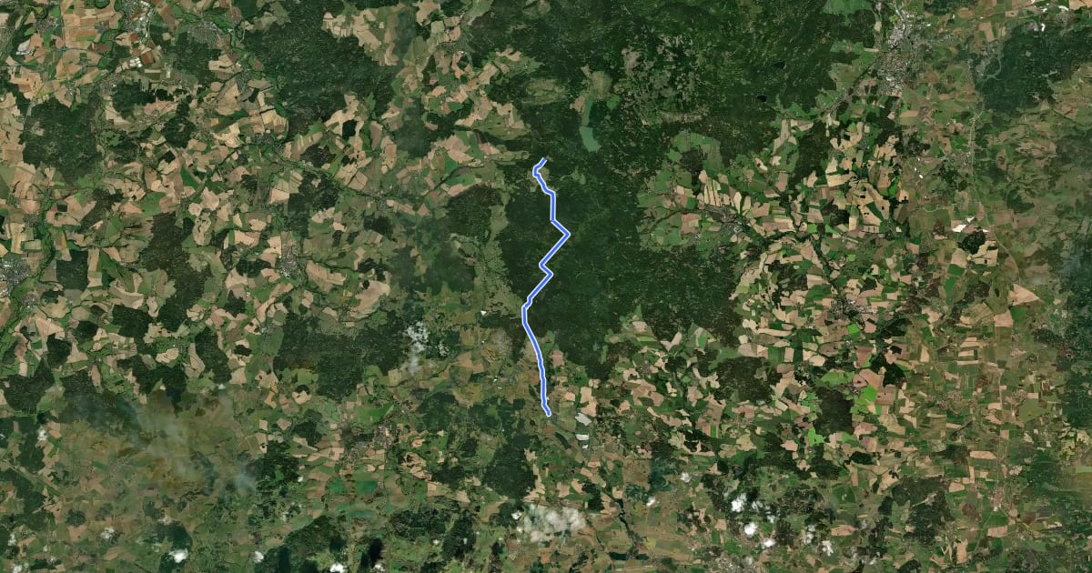 Маршрут 2168 Mladý Smolivec-Luřlovská Mýť на спутниковом снимке
