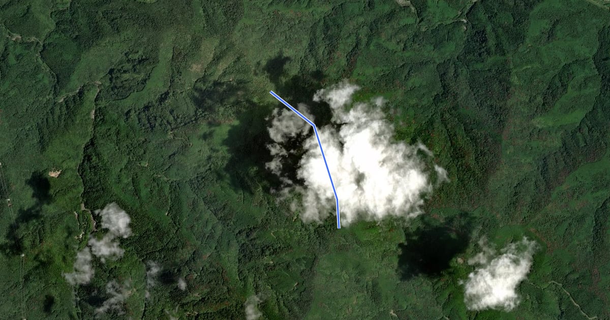 Маршрут 登山道 на спутниковом снимке