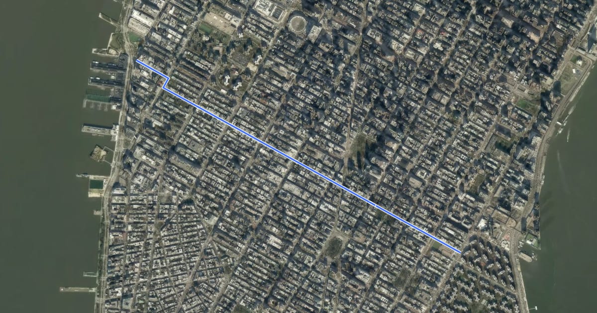 Маршрут 21st Street на спутниковом снимке