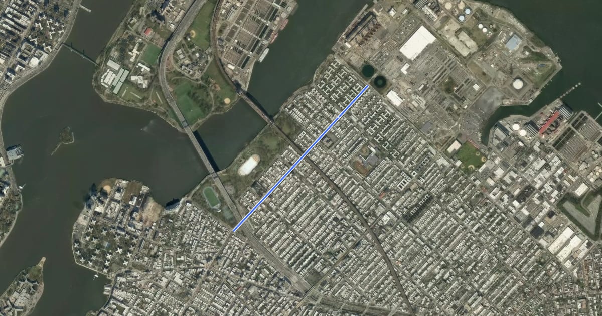 Маршрут 21st Street на спутниковом снимке