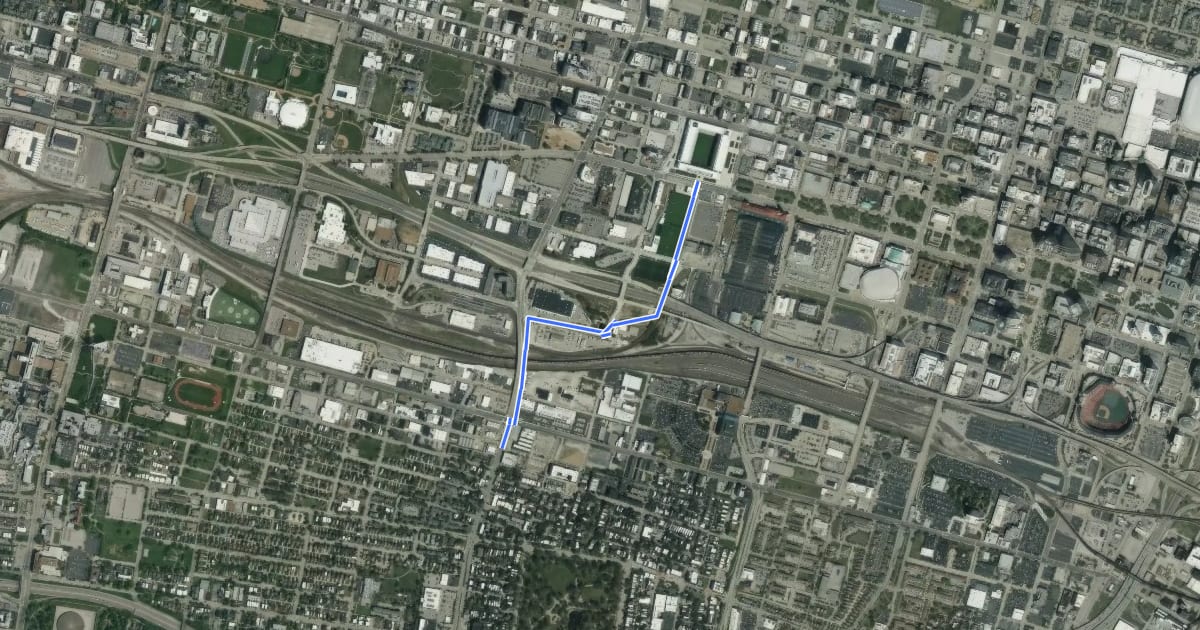 Маршрут 21st Street Cycle Track на спутниковом снимке