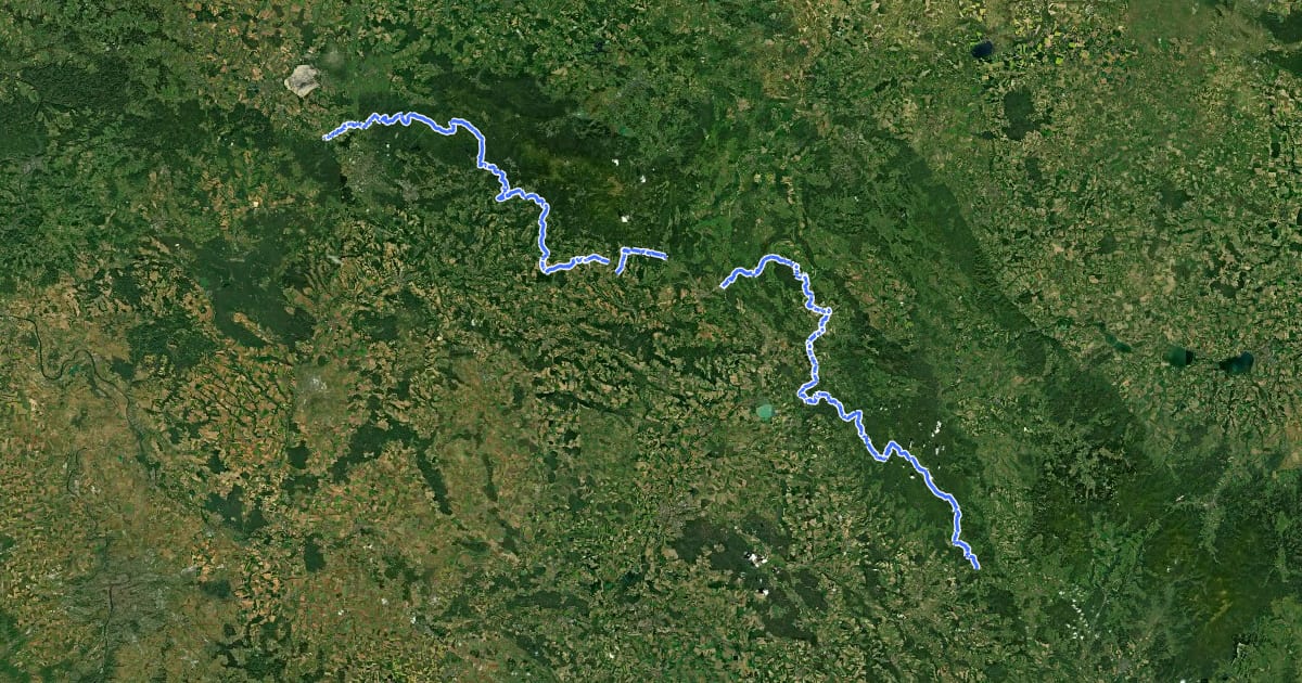 Маршрут 22 České Petrovice - Chrastava на спутниковом снимке