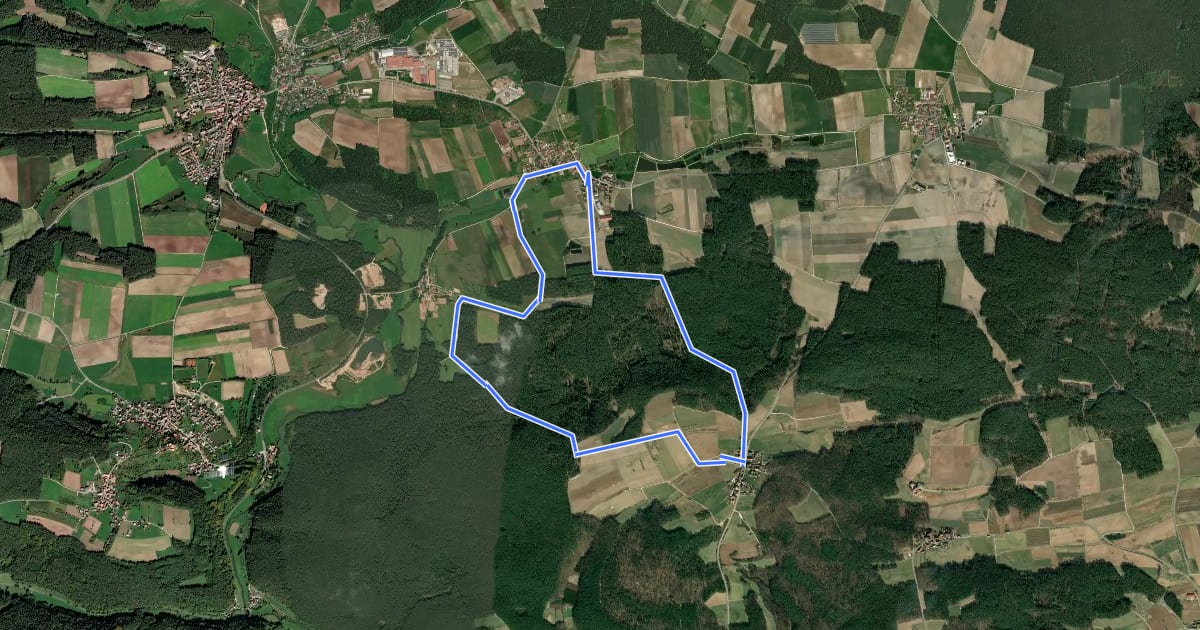 Маршрут 22 Im Spalter Hügelland на спутниковом снимке