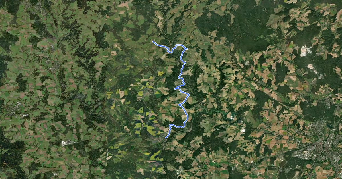 Маршрут 2214 Bezdružice-Stříbro на спутниковом снимке