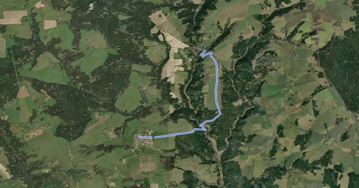 Маршрут 2221 Bezdružice-Úterý на спутниковом снимке