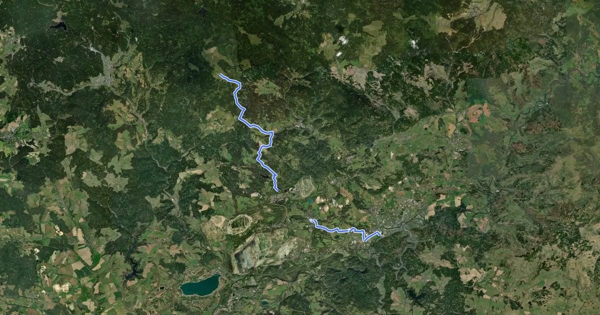 Маршрут 2227 Přebuz-Karlovy Vary на спутниковом снимке