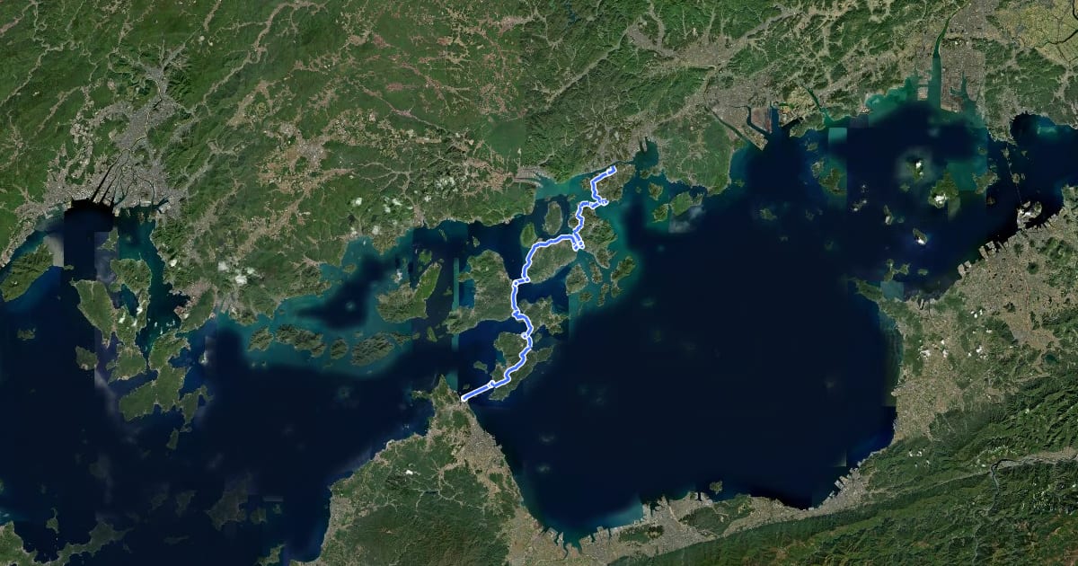 Маршрут しまなみ海道サイクリングロード на спутниковом снимке