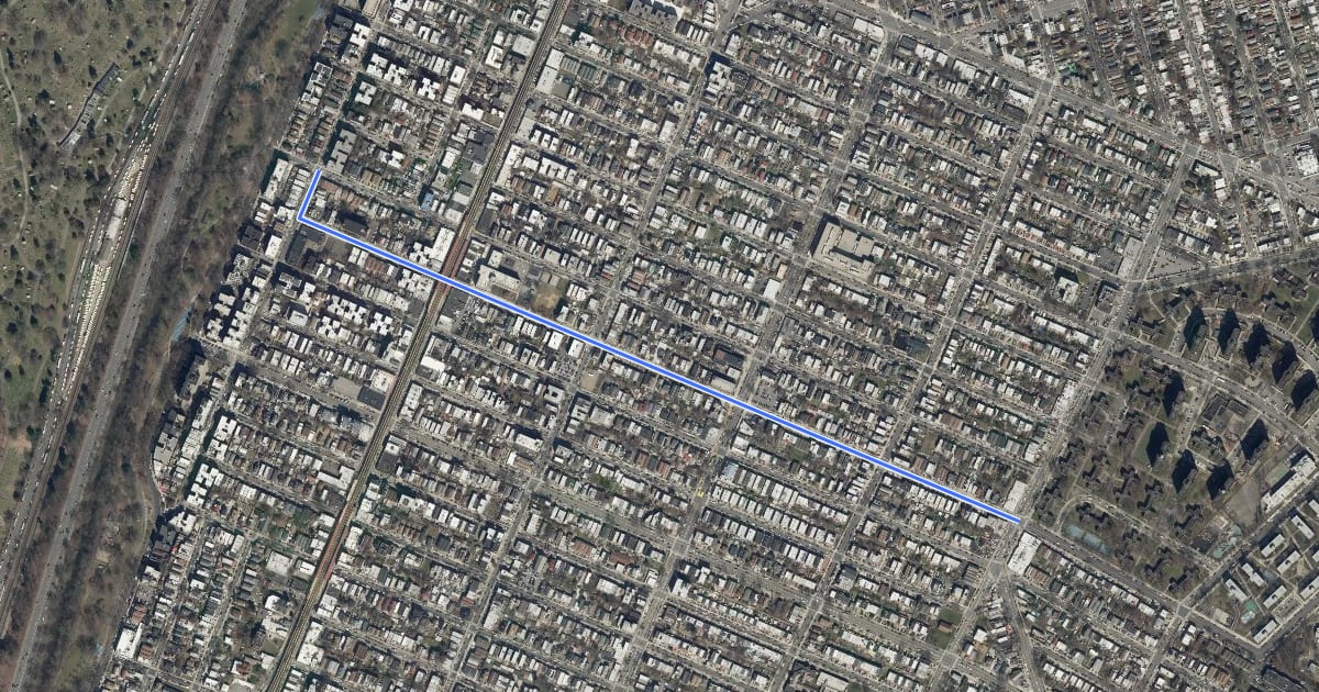 Маршрут 225th Street на спутниковом снимке